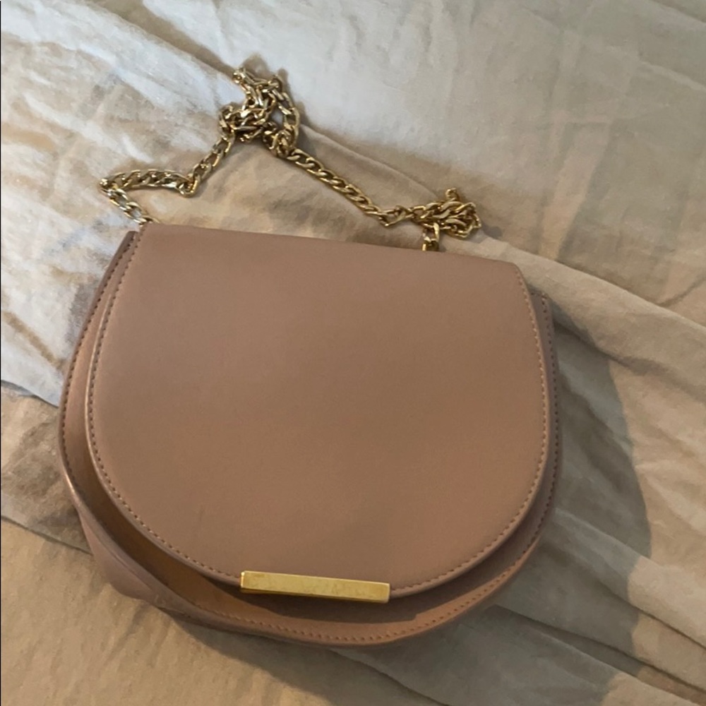 Cuyana Pink Beige Mini Chain Saddle Bag